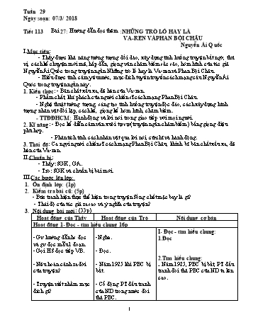 Giáo án Ngữ văn Khối 7 - Tuần 29 - Năm học 2017-2018 - Trường THCS Ngô Quang Nhã