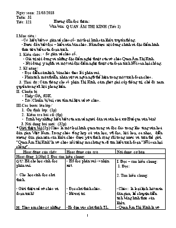 Giáo án Ngữ văn Khối 7 - Tuần 31 - Năm học 2017-2018 - Trường THCS Ngô Quang Nhã