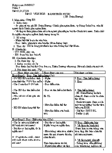 Giáo án Ngữ văn Khối 7 - Tuần 7 - Năm học 2017-2018 - Trường THCS Ngô Quang Nhã
