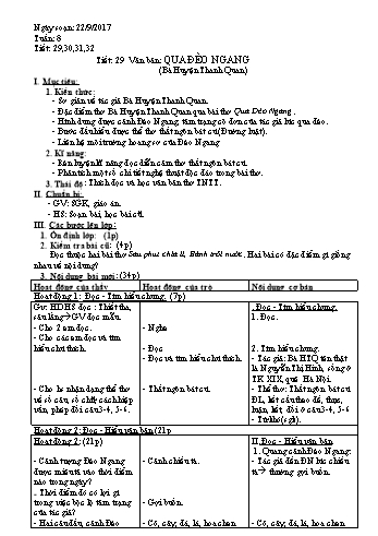 Giáo án Ngữ văn Khối 7 - Tuần 8 - Năm học 2017-2018 - Trường THCS Ngô Quang Nhã