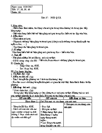 Giáo án Ngữ văn Khối 8 - Tuần 10 - Năm học 2017-2018 - Trường THCS Ngô Quang Nhã