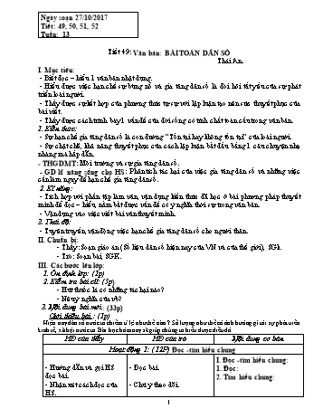 Giáo án Ngữ văn Khối 8 - Tuần 13 - Năm học 2017-2018 - Trường THCS Ngô Quang Nhã