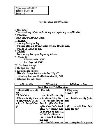 Giáo án Ngữ văn Khối 8 - Tuần 14 - Năm học 2017-2018 - Trường THCS Ngô Quang Nhã