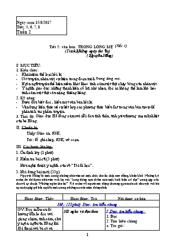 Giáo án Ngữ văn Khối 8 - Tuần 2 - Năm học 2017-2018 - Trường THCS Ngô Quang Nhã