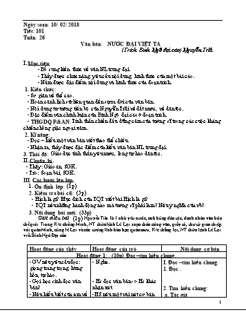 Giáo án Ngữ văn Khối 8 - Tuần 26 - Năm học 2017-2018 - Trường THCS Ngô Quang Nhã