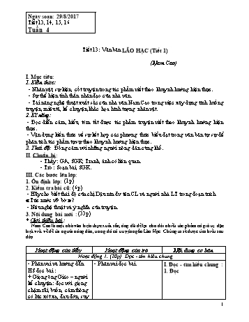 Giáo án Ngữ văn Khối 8 - Tuần 4 - Năm học 2017-2018 - Trường THCS Ngô Quang Nhã