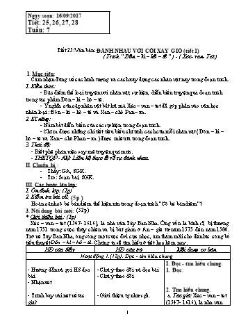 Giáo án Ngữ văn Khối 8 - Tuần 7 - Năm học 2017-2018 - Trường THCS Ngô Quang Nhã