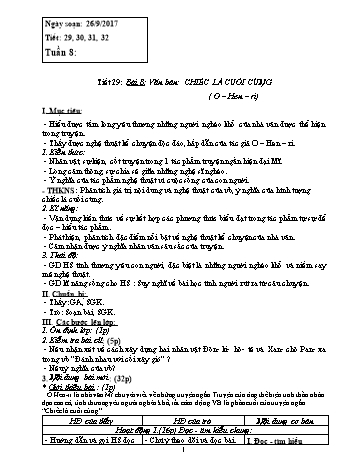 Giáo án Ngữ văn Khối 8 - Tuần 8 - Năm học 2017-2018 - Trường THCS Ngô Quang Nhã