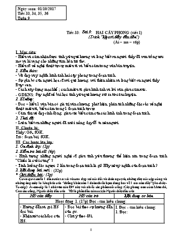 Giáo án Ngữ văn Khối 8 - Tuần 9 - Năm học 2017-2018 - Trường THCS Ngô Quang Nhã