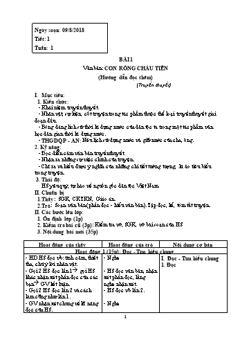 Giáo án Ngữ văn Lớp 6 - Tuần 1 - Năm học 2018-2019 - Trường THCS Ngô Quang Nhã