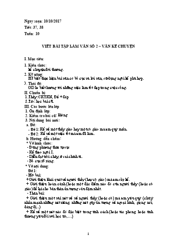 Giáo án Ngữ văn Lớp 6 - Tuần 10 - Năm học 2017-2018 - Trường THCS Ngô Quang Nhã