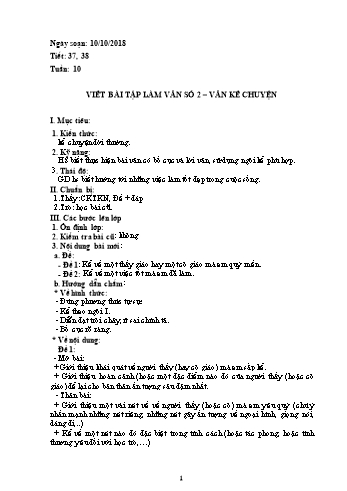 Giáo án Ngữ văn Lớp 6 - Tuần 10 - Năm học 2018-2019 - Trường THCS Ngô Quang Nhã