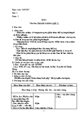 Giáo án Ngữ văn Lớp 6 - Tuần 2 - Năm học 2017-2018 - Trường THCS Ngô Quang Nhã