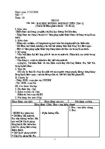 Giáo án Ngữ văn Lớp 6 - Tuần 20 - Năm học 2018-2019 - Trường THCS Ngô Quang Nhã