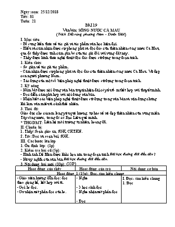 Giáo án Ngữ văn Lớp 6 - Tuần 21 - Năm học 2018-2019 - Trường THCS Ngô Quang Nhã