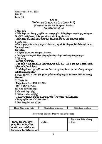 Giáo án Ngữ văn Lớp 6 - Tuần 24 - Năm học 2017-2018 - Trường THCS Ngô Quang Nhã