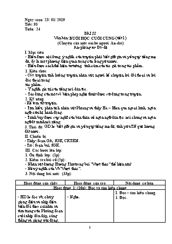 Giáo án Ngữ văn Lớp 6 - Tuần 24 - Năm học 2018-2019 - Trường THCS Ngô Quang Nhã