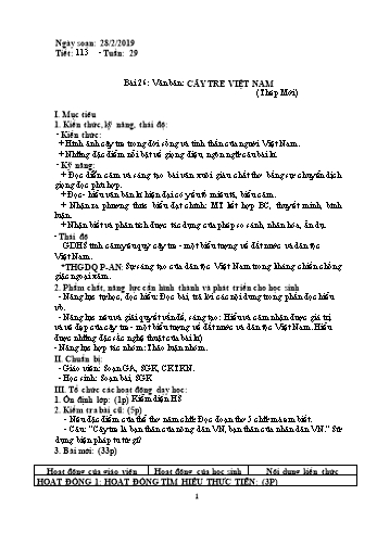 Giáo án Ngữ văn Lớp 6 - Tuần 29 - Năm học 2018-2019 - Trường THCS Ngô Quang Nhã