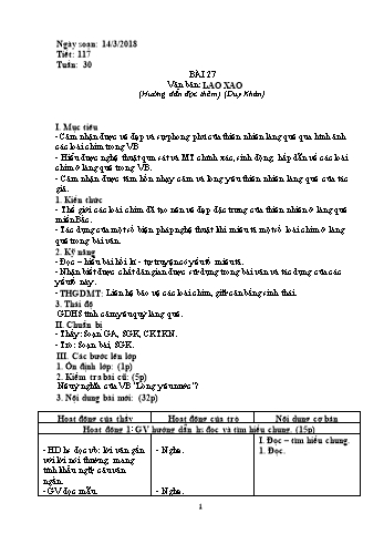 Giáo án Ngữ văn Lớp 6 - Tuần 30 - Năm học 2017-2018 - Trường THCS Ngô Quang Nhã