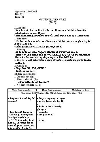 Giáo án Ngữ văn Lớp 6 - Tuần 31 - Năm học 2017-2018 - Trường THCS Ngô Quang Nhã
