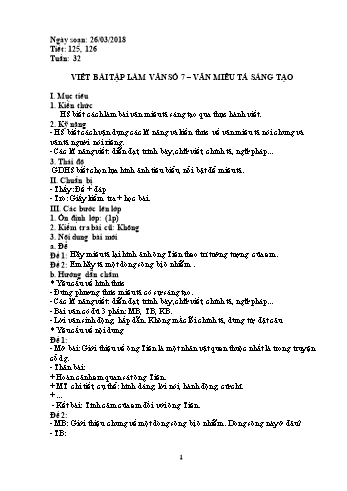 Giáo án Ngữ văn Lớp 6 - Tuần 32 - Năm học 2017-2018 - Trường THCS Ngô Quang Nhã