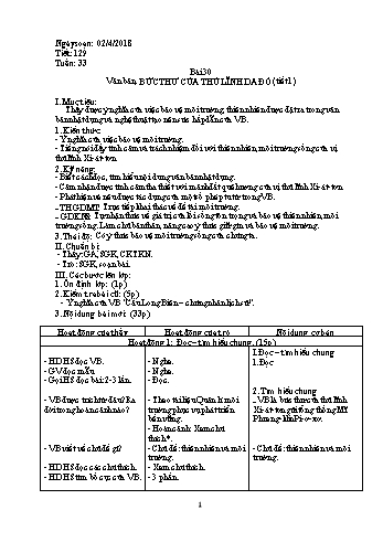 Giáo án Ngữ văn Lớp 6 - Tuần 33 - Năm học 2017-2018 - Trường THCS Ngô Quang Nhã