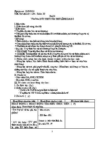 Giáo án Ngữ văn Lớp 6 - Tuần 33 - Năm học 2018-2019 - Trường THCS Ngô Quang Nhã