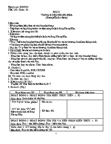 Giáo án Ngữ văn Lớp 6 - Tuần 34 - Năm học 2018-2019 - Trường THCS Ngô Quang Nhã