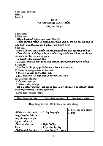 Giáo án Ngữ văn Lớp 6 - Tuần 6 - Năm học 2017-2018 - Trường THCS Ngô Quang Nhã