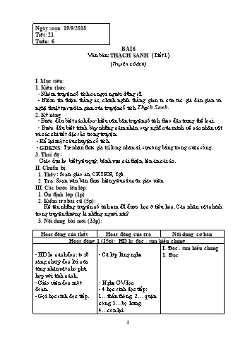 Giáo án Ngữ văn Lớp 6 - Tuần 6 - Năm học 2018-2019 - Trường THCS Ngô Quang Nhã