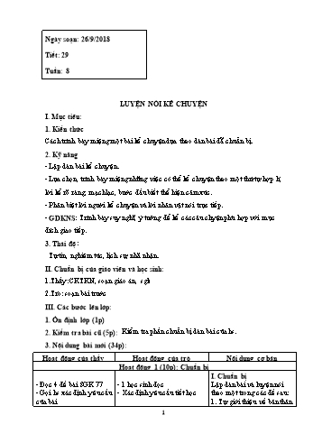 Giáo án Ngữ văn Lớp 6 - Tuần 8 - Năm học 2018-2019 - Trường THCS Ngô Quang Nhã
