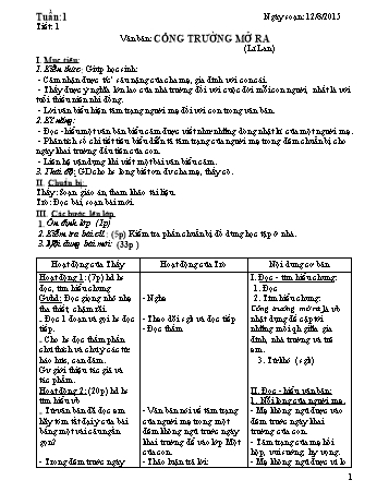 Giáo án Ngữ văn Lớp 7 - Tuần 1 - Trường THCS Ngô Quang Nhã