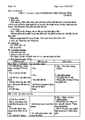 Giáo án Ngữ văn Lớp 7 - Tuần 10 - Năm học 2017-2018 - Trường THCS Ngô Quang Nhã