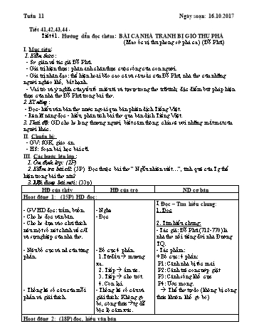Giáo án Ngữ văn Lớp 7 - Tuần 11 - Năm học 2017-2018 - Trường THCS Ngô Quang Nhã