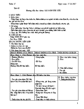 Giáo án Ngữ văn Lớp 7 - Tuần 17 - Năm học 2017-2018 - Trường THCS Ngô Quang Nhã