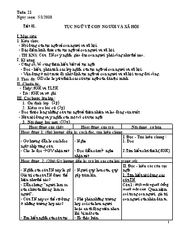 Giáo án Ngữ văn Lớp 7 - Tuần 21 - Năm học 2017-2018 - Trường THCS Ngô Quang Nhã