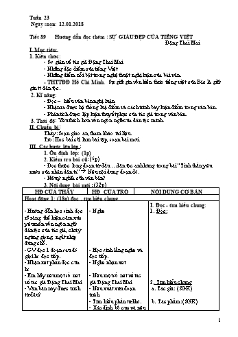 Giáo án Ngữ văn Lớp 7 - Tuần 23 - Năm học 2017-2018 - Trường THCS Ngô Quang Nhã