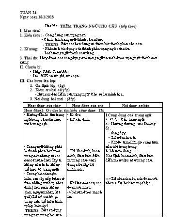Giáo án Ngữ văn Lớp 7 - Tuần 24 - Năm học 2017-2018 - Trường THCS Ngô Quang Nhã