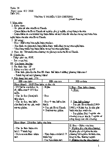 Giáo án Ngữ văn Lớp 7 - Tuần 26 - Năm học 2017-2018 - Trường THCS Ngô Quang Nhã