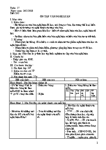 Giáo án Ngữ văn Lớp 7 - Tuần 27 - Năm học 2017-2018 - Trường THCS Ngô Quang Nhã