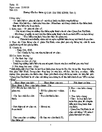 Giáo án Ngữ văn Lớp 7 - Tuần 31 - Năm học 2017-2018 - Trường THCS Ngô Quang Nhã