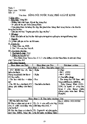 Giáo án Ngữ văn Lớp 7 - Tuần 5 - Năm học 2018-2019 - Trường THCS Ngô Quang Nhã