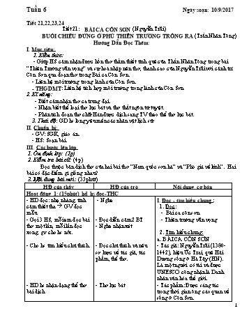 Giáo án Ngữ văn Lớp 7 - Tuần 6 - Năm học 2017-2018 - Trường THCS Ngô Quang Nhã