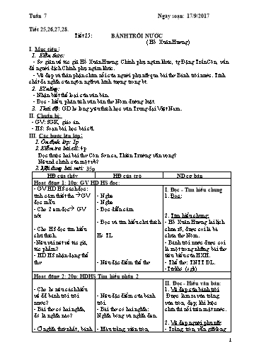 Giáo án Ngữ văn Lớp 7 - Tuần 7 - Năm học 2017-2018 - Trường THCS Ngô Quang Nhã