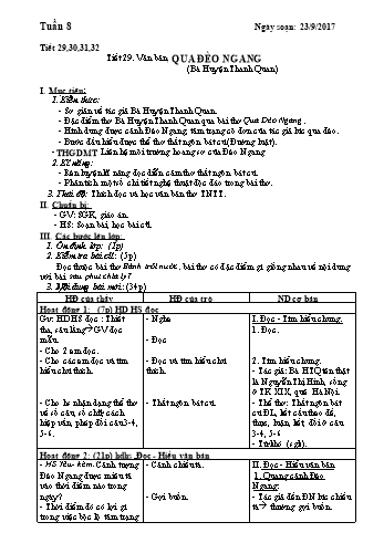 Giáo án Ngữ văn Lớp 7 - Tuần 8 - Năm học 2017-2018 - Trường THCS Ngô Quang Nhã