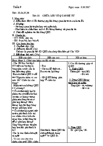 Giáo án Ngữ văn Lớp 7 - Tuần 9 - Năm học 2017-2018 - Trường THCS Ngô Quang Nhã