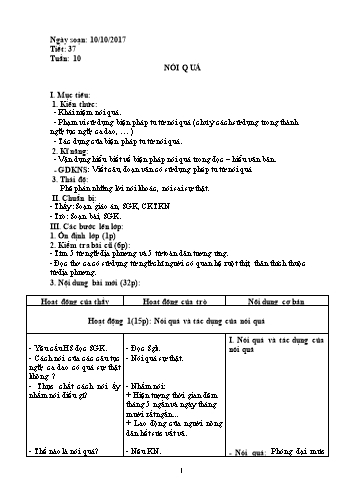 Giáo án Ngữ văn Lớp 8 - Tuần 10 - Năm học 2017-2018 - Trường THCS Ngô Quang Nhã