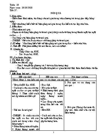 Giáo án Ngữ văn Lớp 8 - Tuần 10 - Năm học 2018-2019 - Trường THCS Ngô Quang Nhã