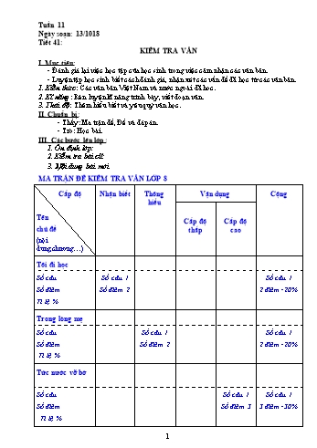 Giáo án Ngữ văn Lớp 8 - Tuần 11 - Năm học 2018-2019 - Trường THCS Ngô Quang Nhã