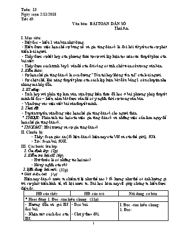 Giáo án Ngữ văn Lớp 8 - Tuần 13 - Năm học 2018-2019 - Trường THCS Ngô Quang Nhã
